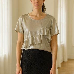 Stradivarius Shimmering Silver Blouse - Medium